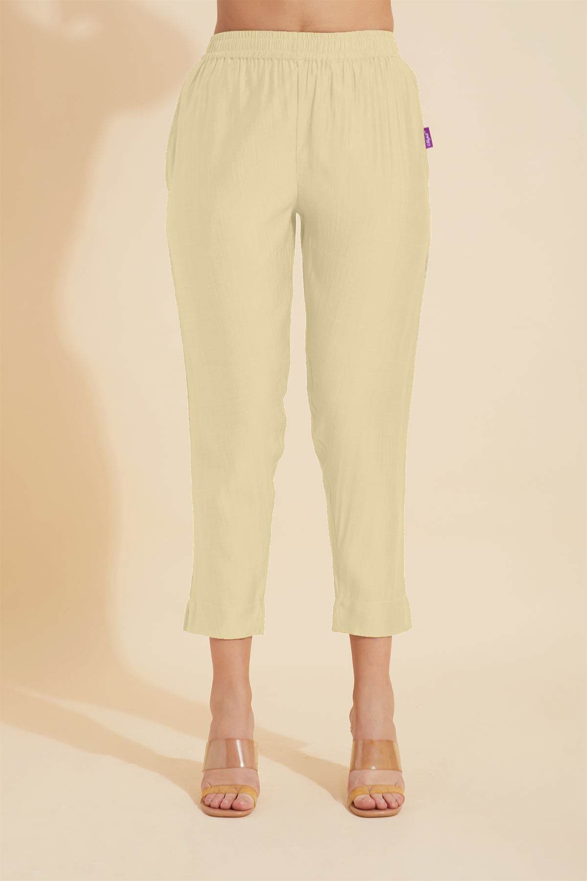 Solid Straight Pant - Beige