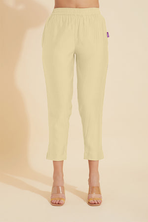 Solid Straight Pant - Beige