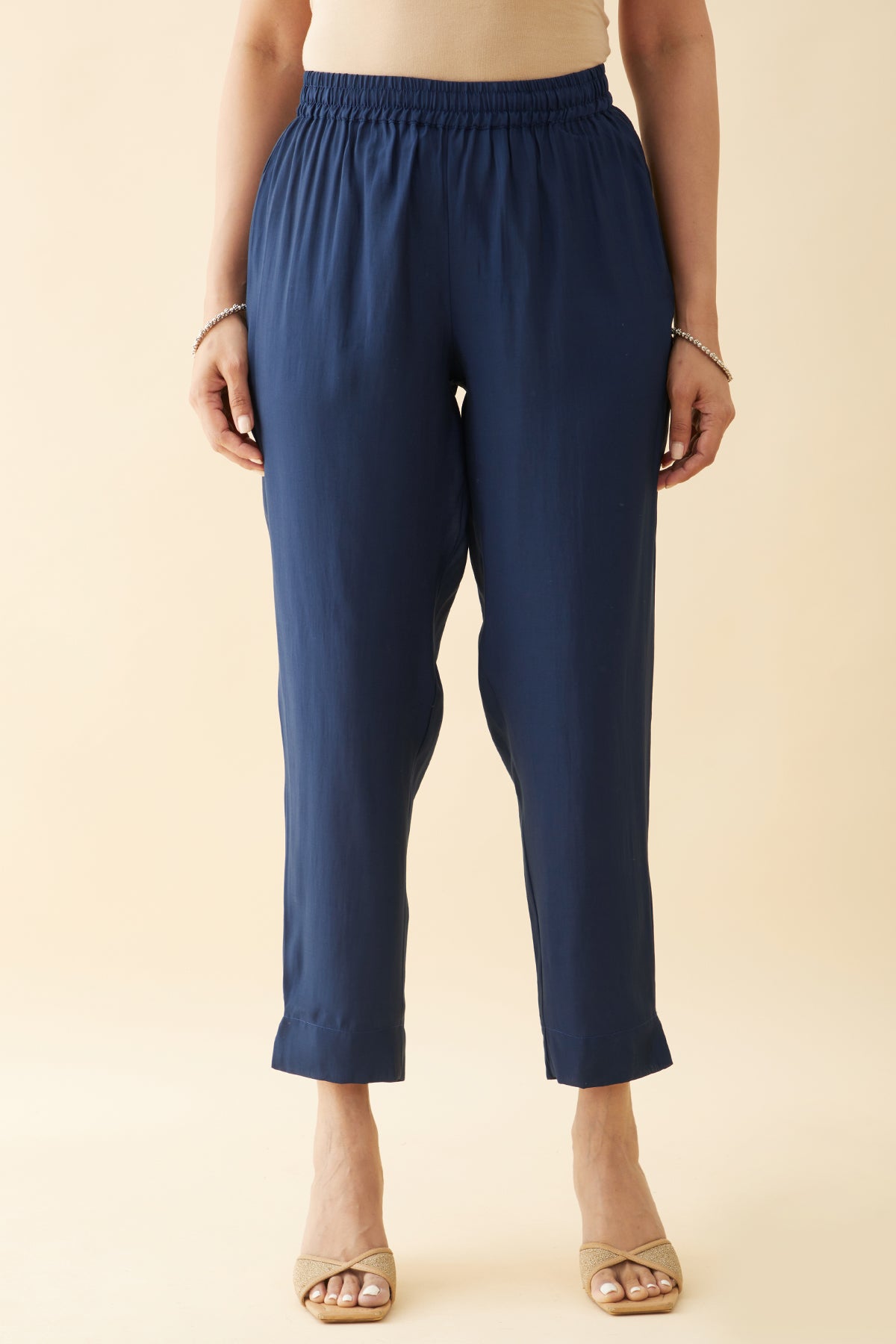 Solid Straight Pant - Navy Blue