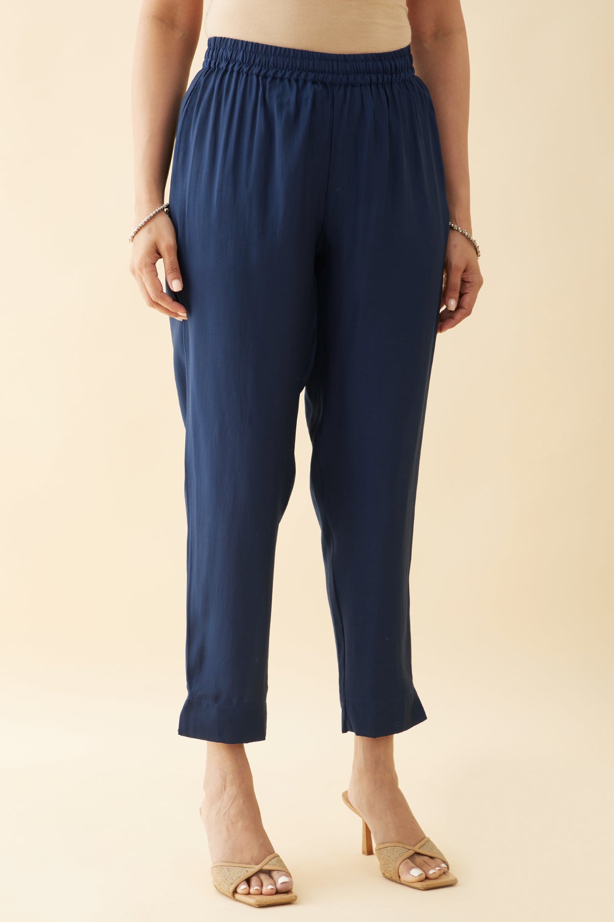 Solid Straight Pant - Navy Blue