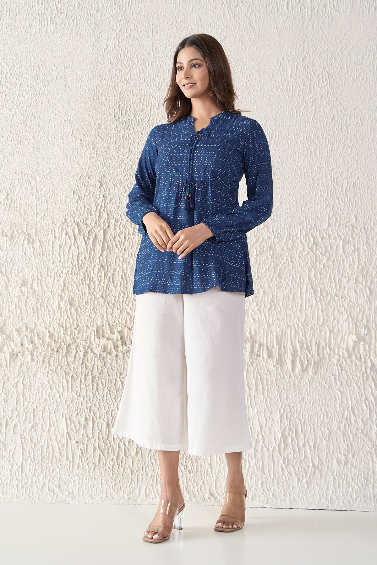 Buy Indigo Cotton Tunic with Front Tie-up | Best Tunic Dress