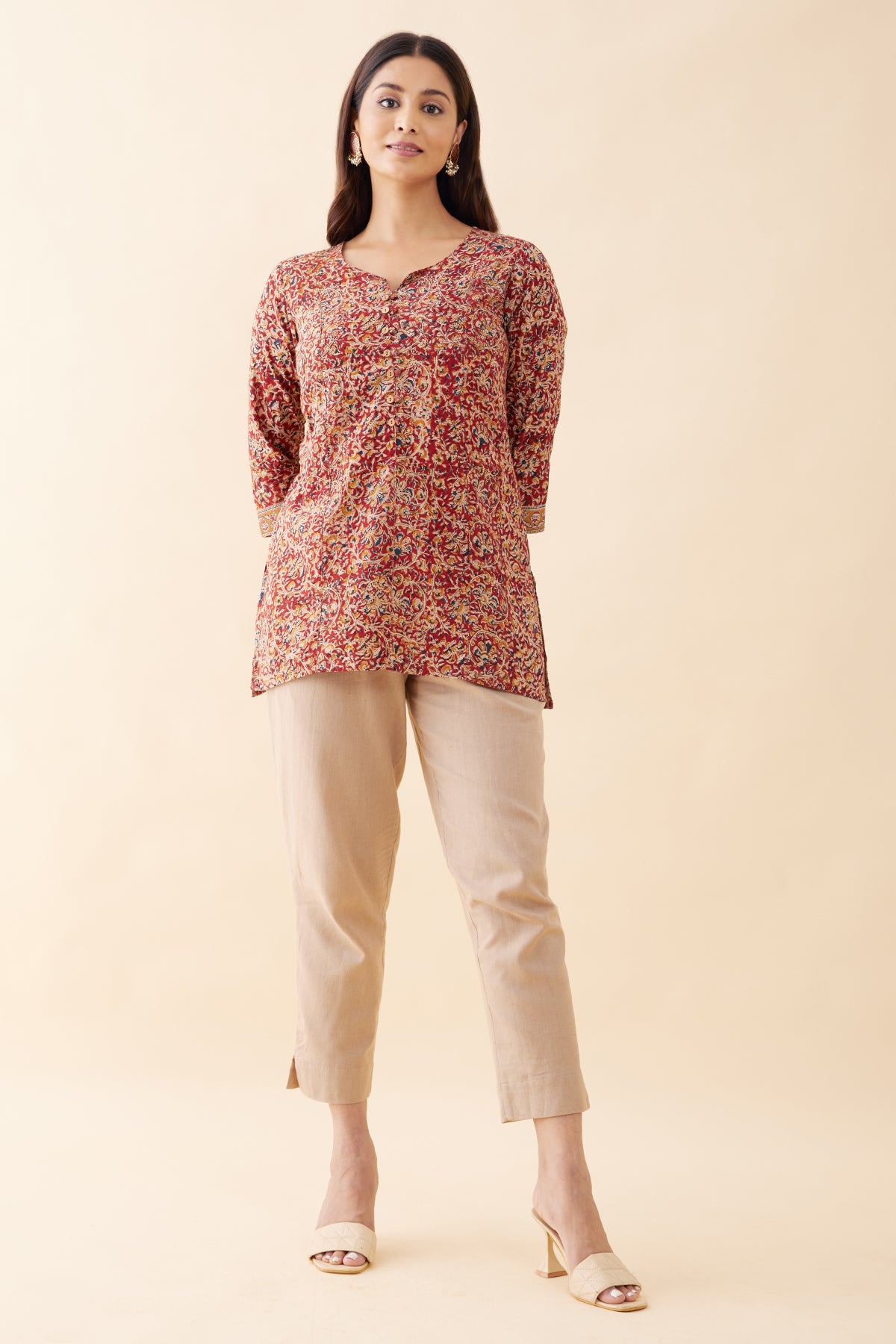 Kalamkari Printed Tunic - Red