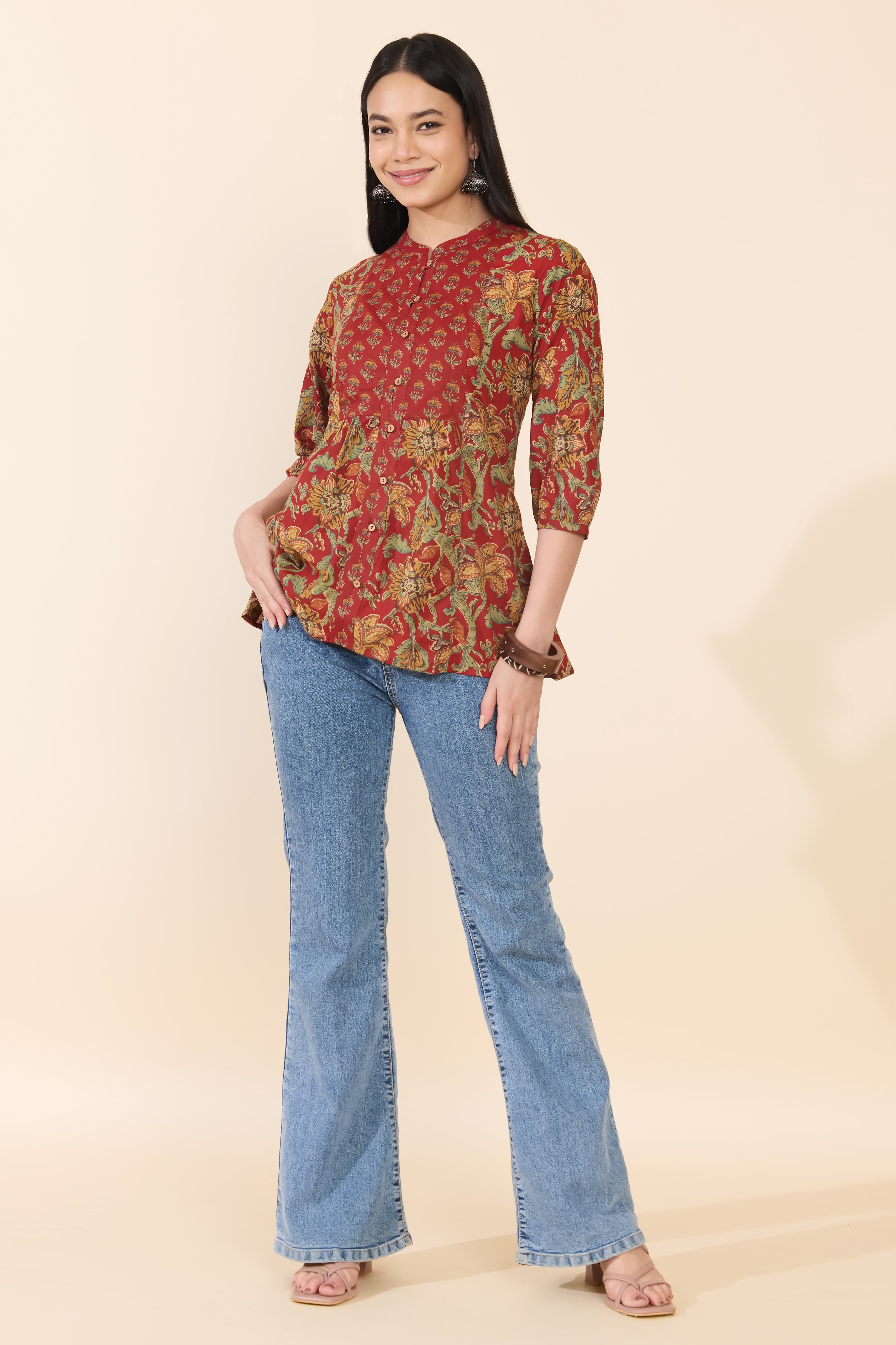 RED KALAMKARI COTTON TUNIC