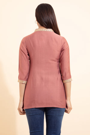 Lace Embellished Tunic - Mauve