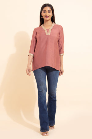 Lace Embellished Tunic - Mauve