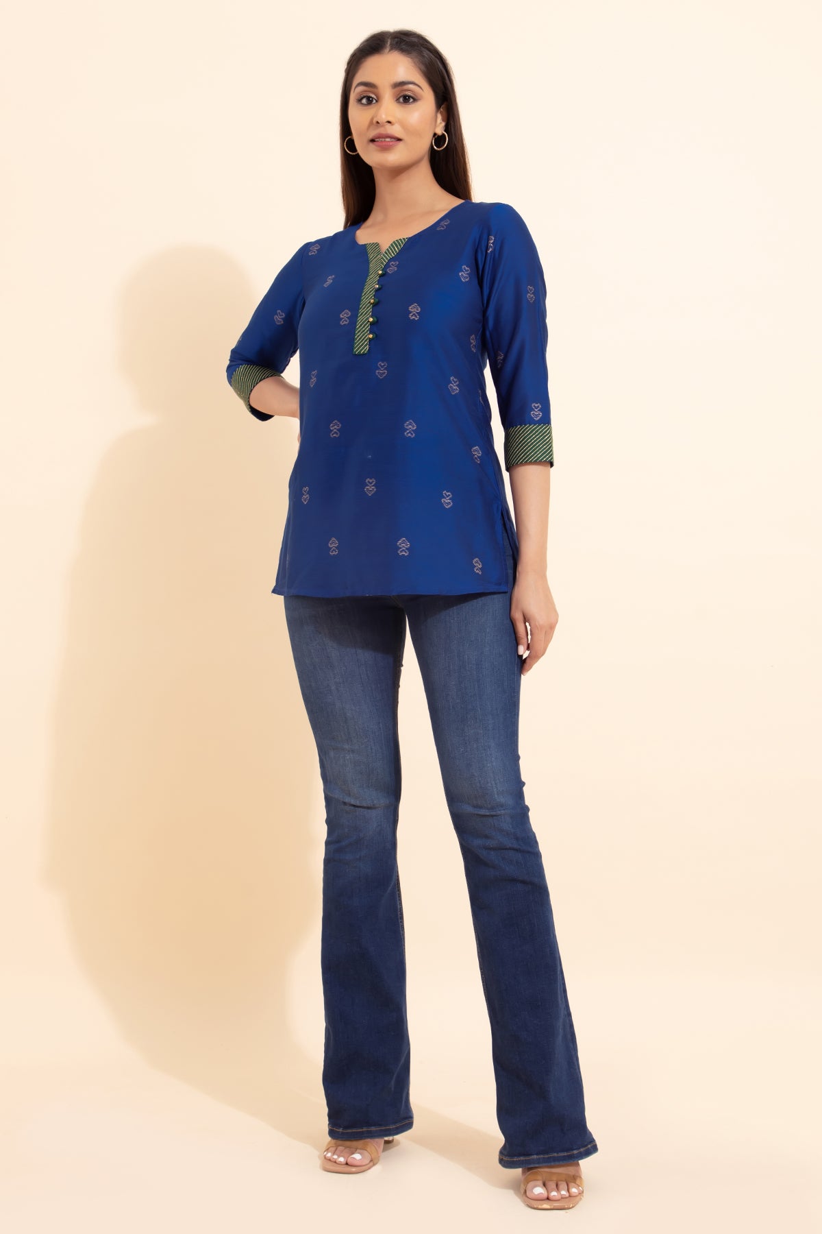 Zari Embellished Tunic  - Blue
