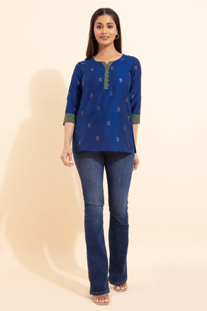 Zari Embellished Tunic  - Blue
