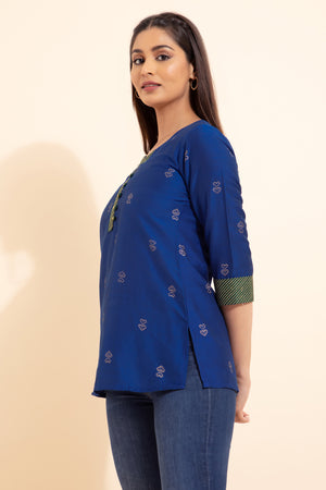 Zari Embellished Tunic  - Blue
