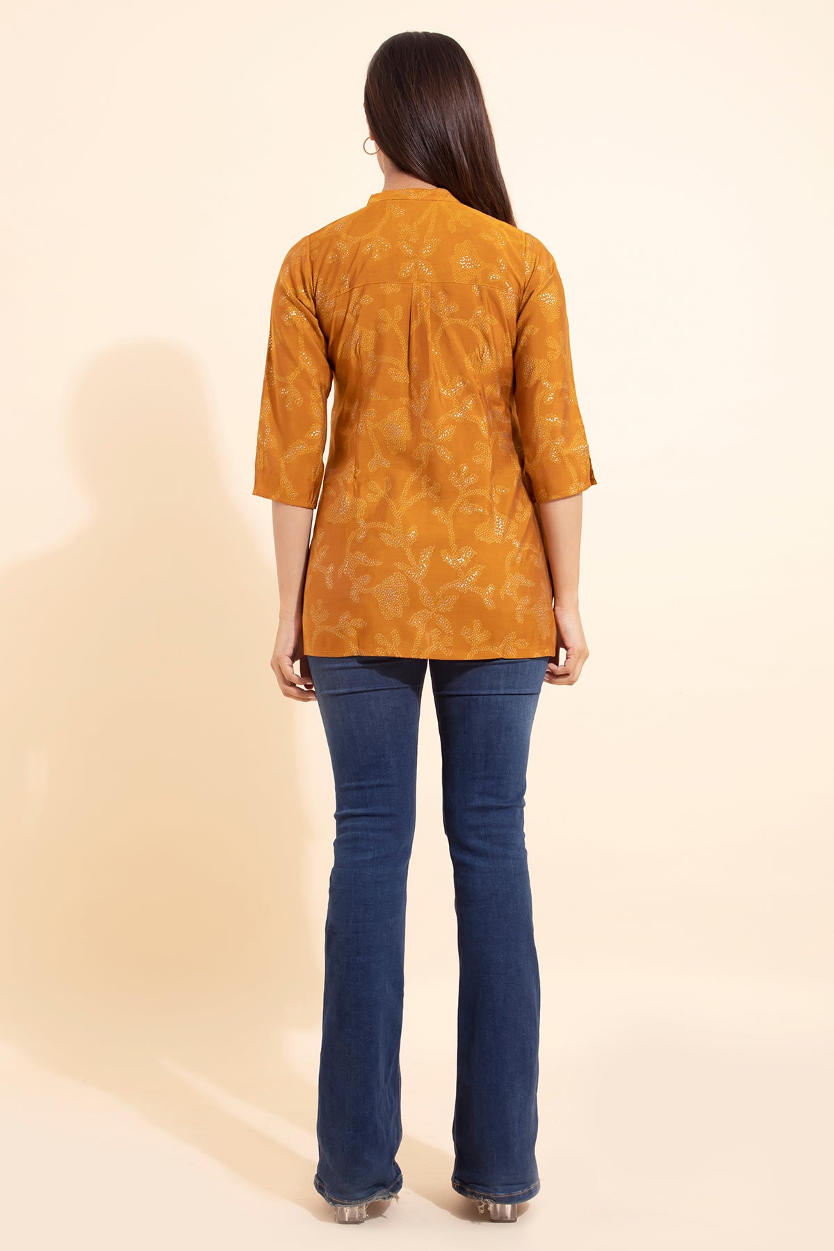 Printed Bandhani Tunic - Mustard