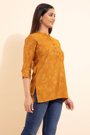 Printed Bandhani Tunic - Mustard