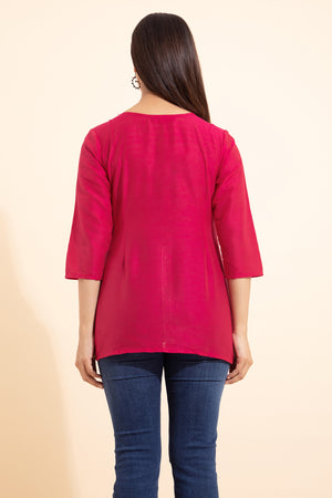 Geometric Embroidered Tunic - Pink