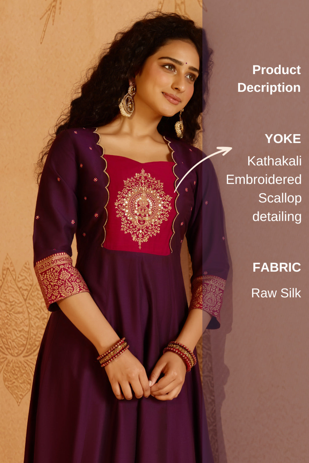 Kathakali Embroidered Purple & Magenta Scallop Anarkali