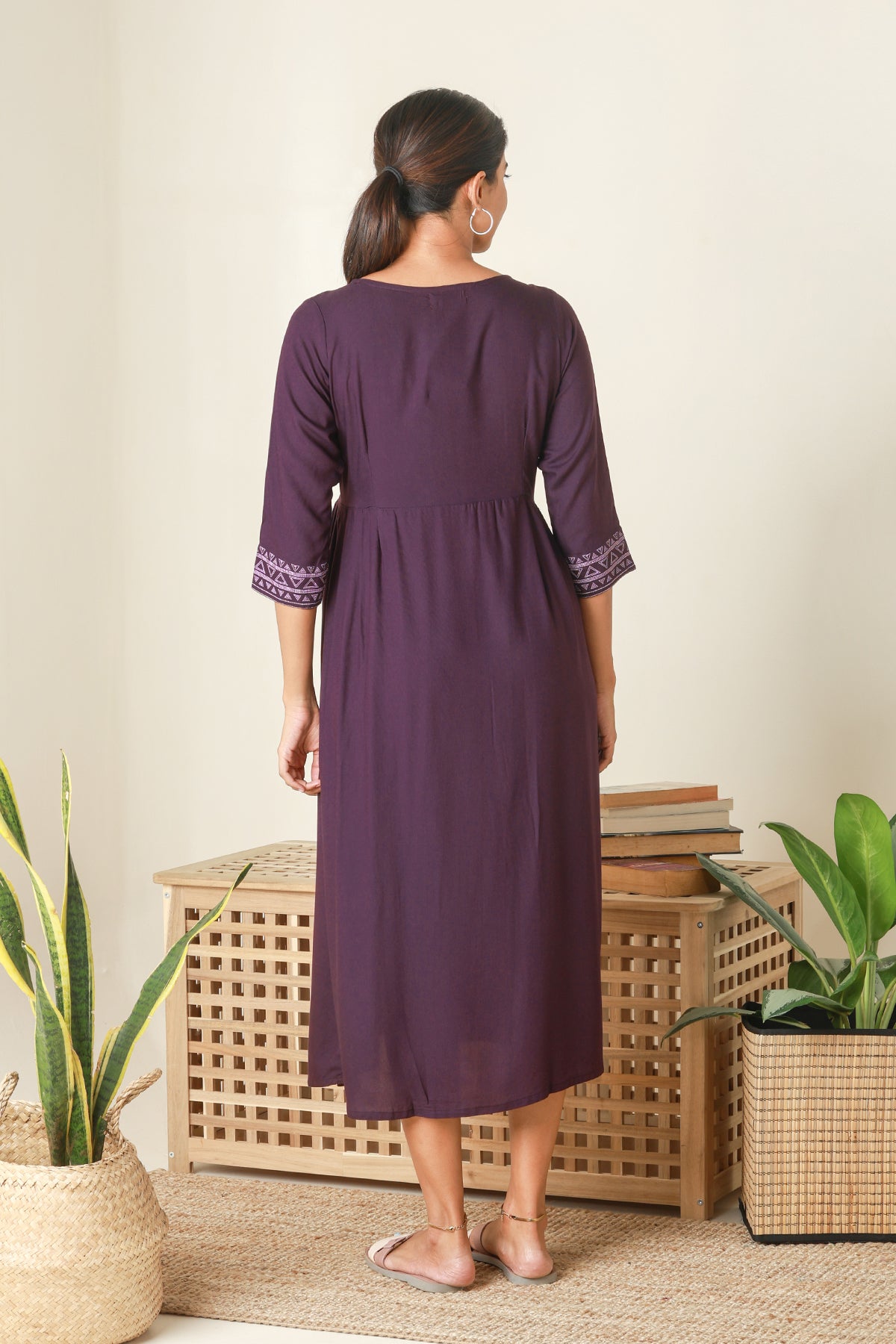 Breezy Printed Maternity Kurta Purple
