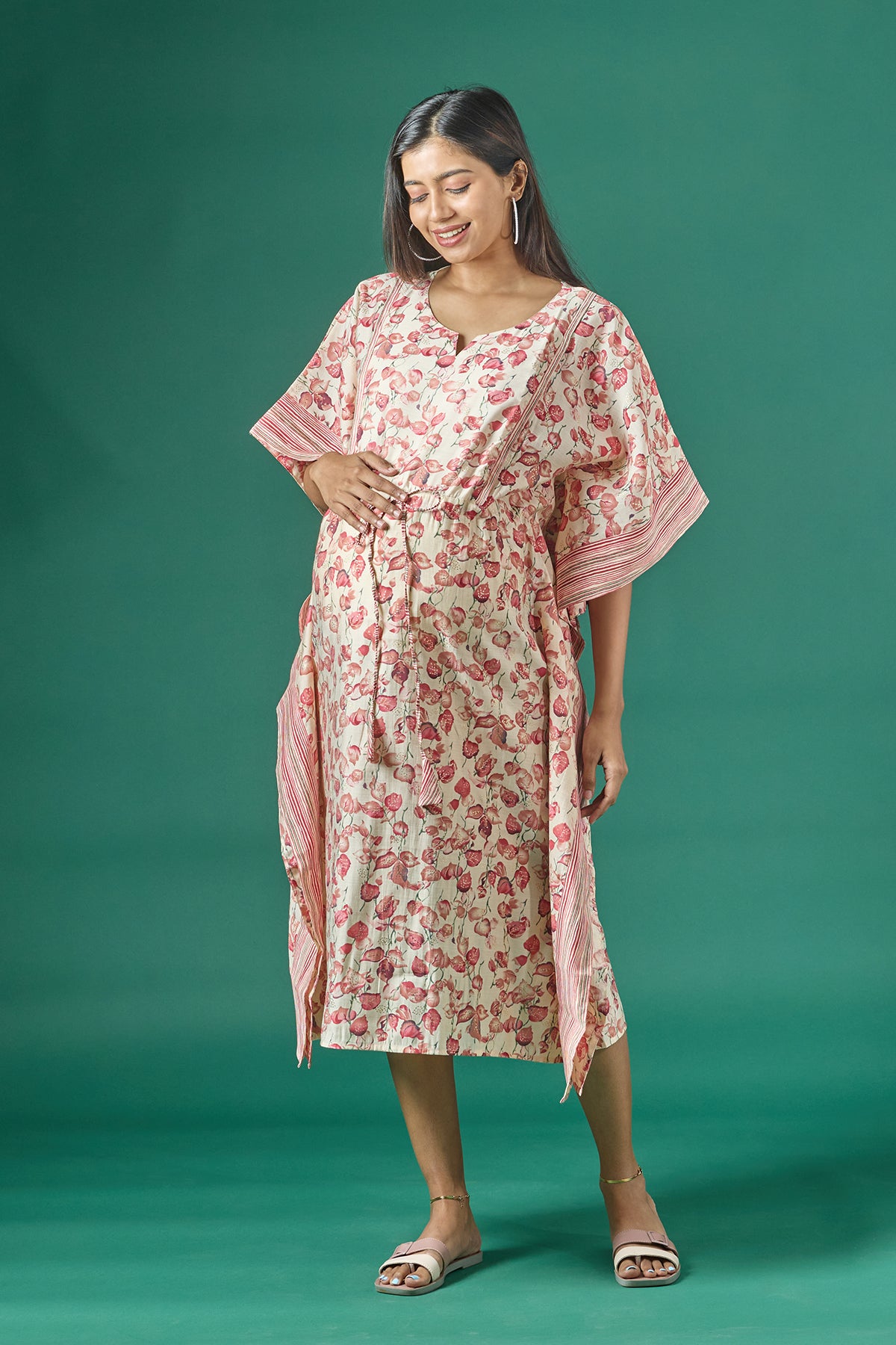 Floral Printed A Line Maternity Kurta Pink
