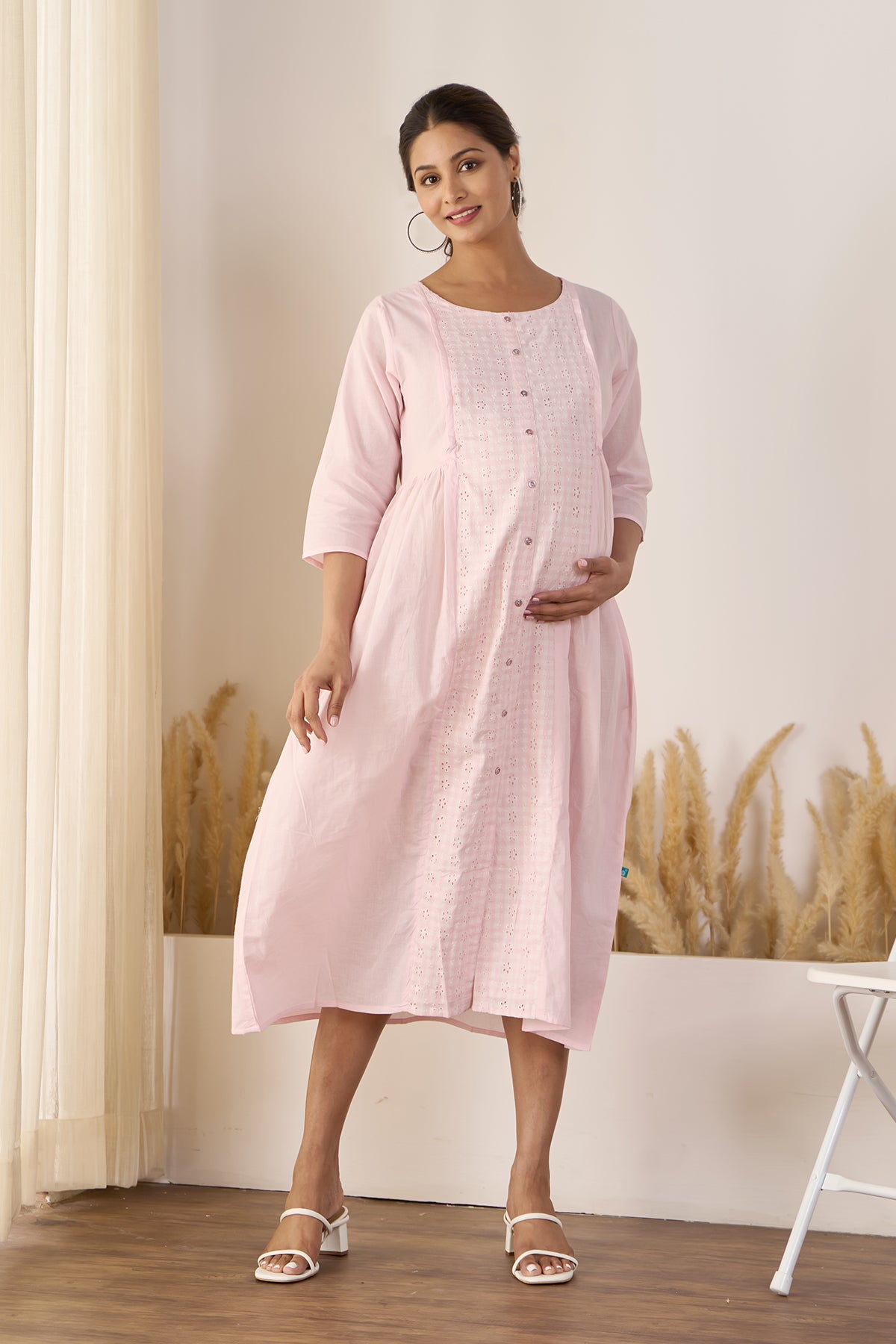 Buy Pastel Pink Cotton Maternity Dress Online | Maybell Maybell Womens Fashion Buy Pastel Pink Cotton Maternity Dress Online | Maybell Maybell Womens Fashion