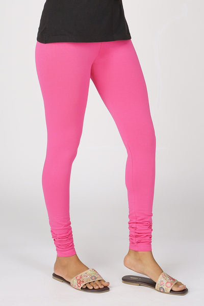 Solid Cotton Leggings - Pink