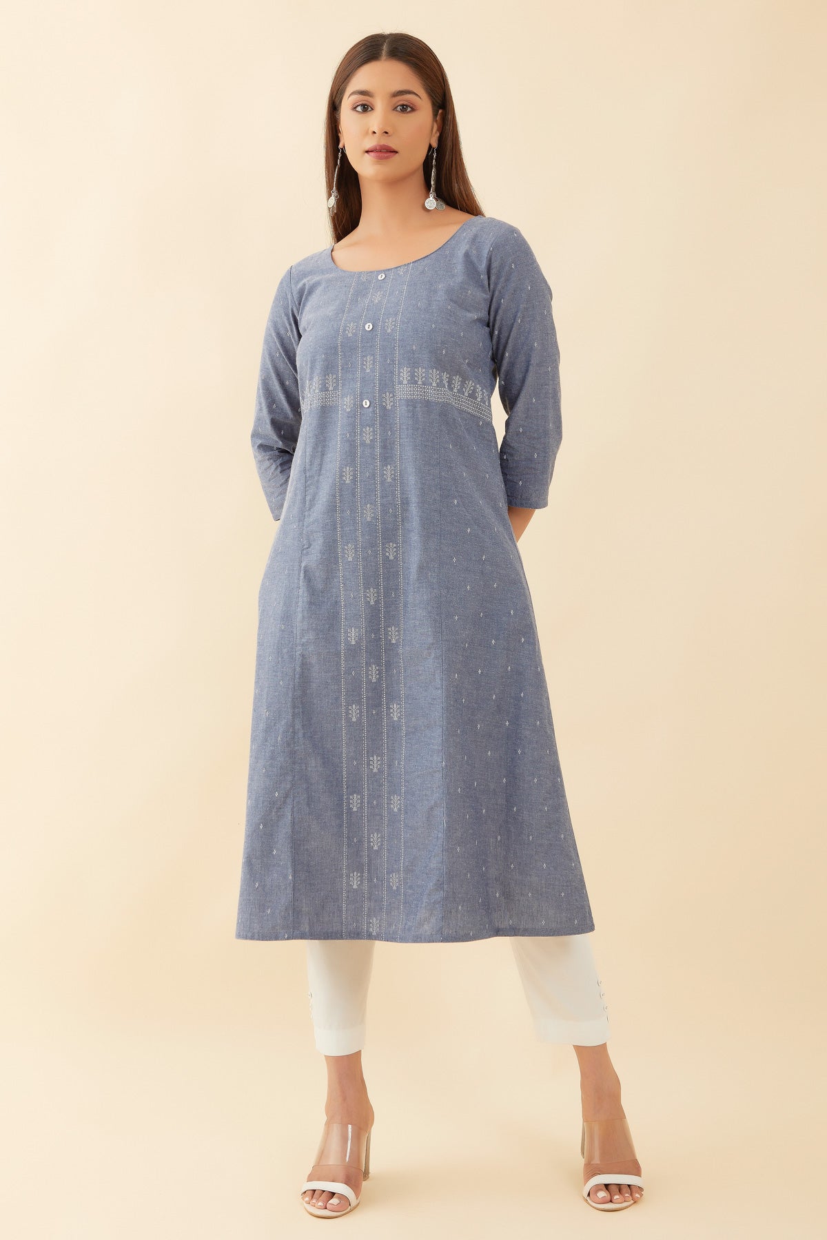 All Over Geometric Print Kurta Blue