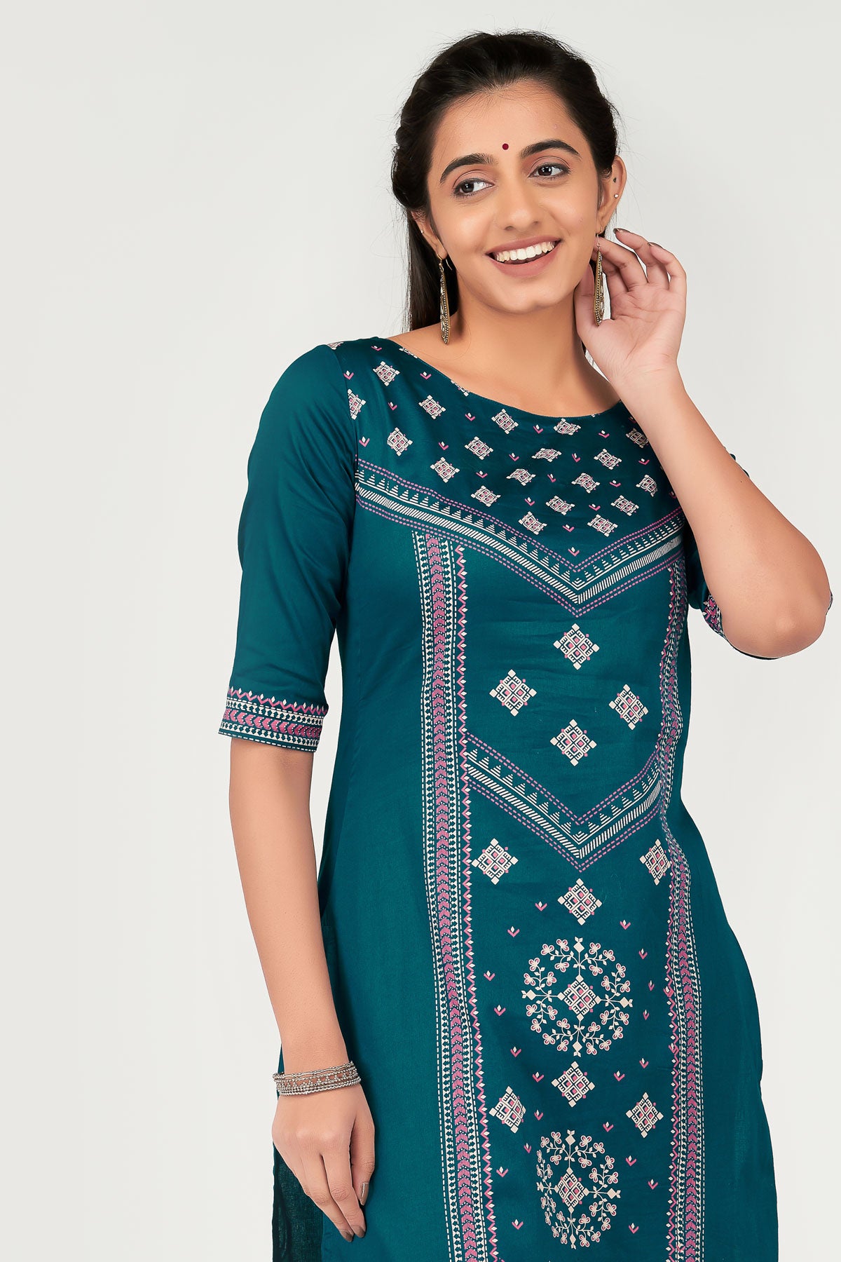 Geometric Motif Printed Women's Kurta - Blue