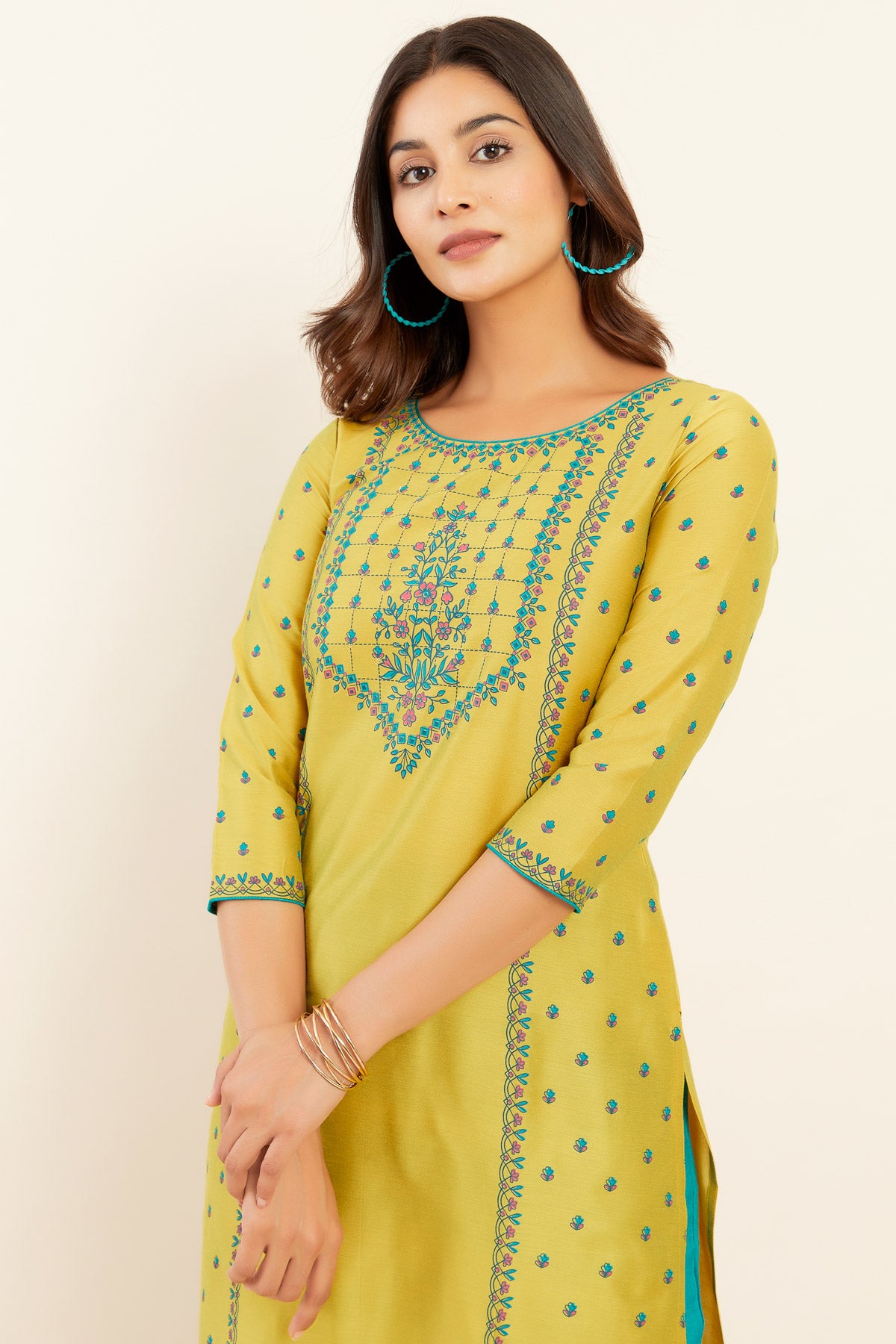 Floral Butta Printed Kurta - Green