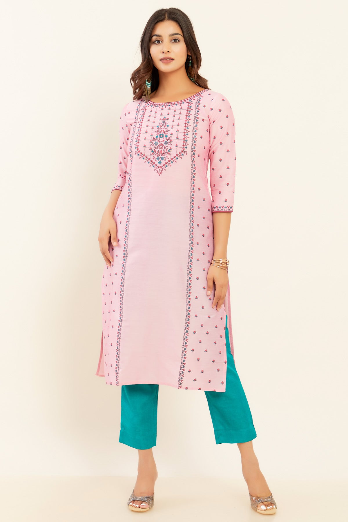 Floral Butta Printed Kurta - Pink