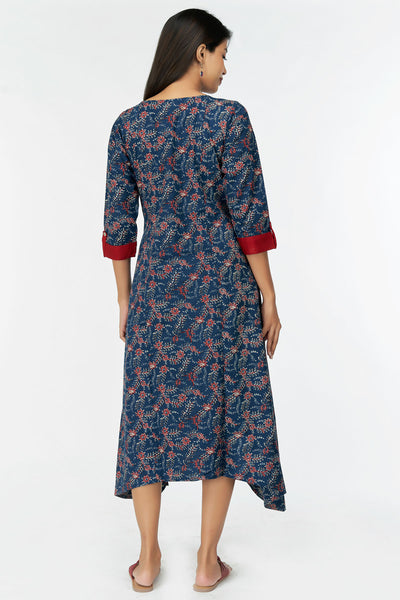 All Over Abstract Floral Tail Cut A-Line Kurta - Maroon