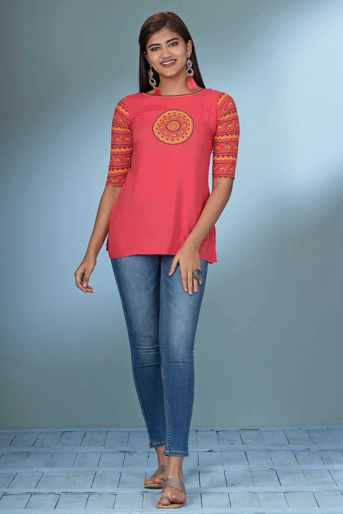 Mandala Printed Tunic - Pink