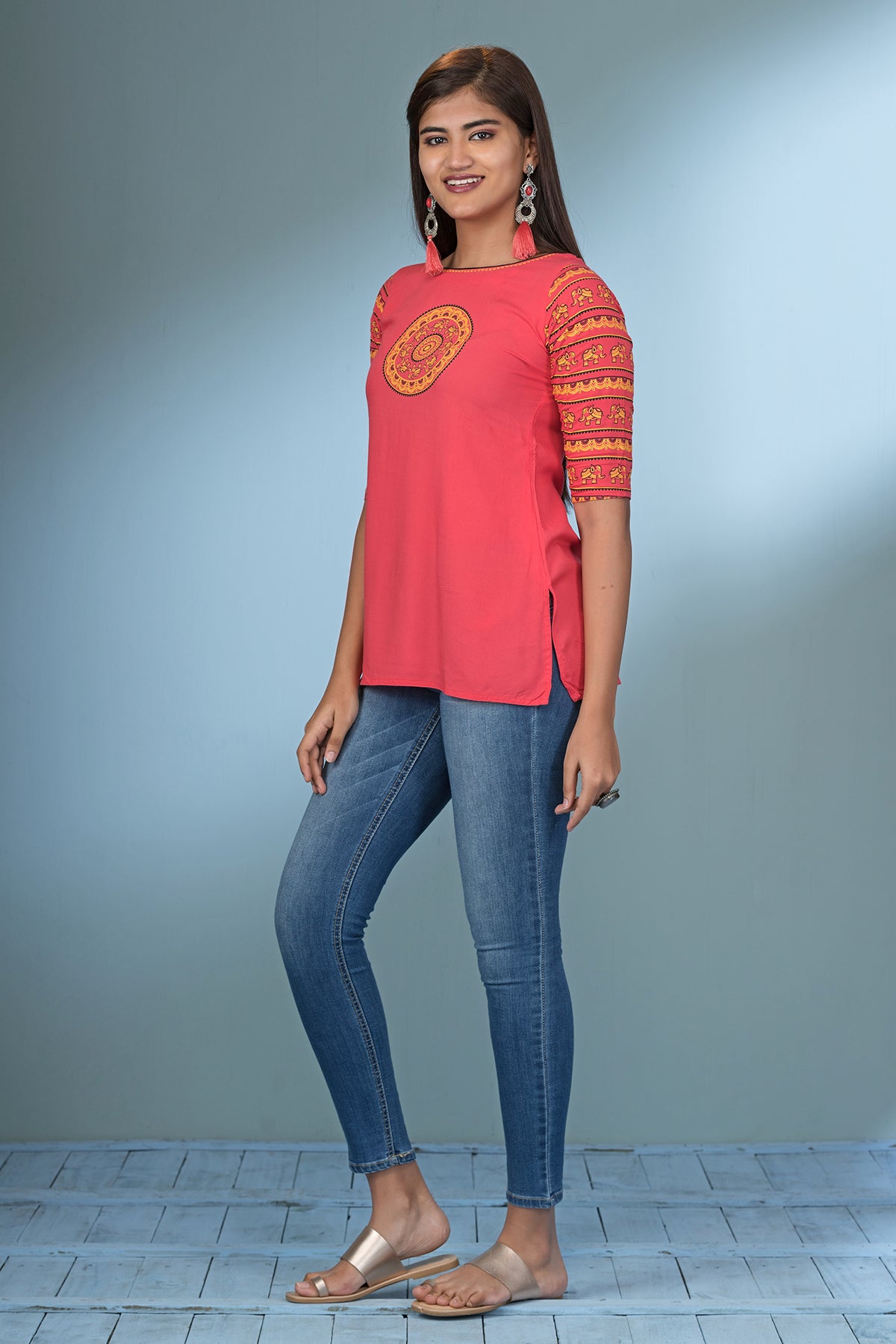 Mandala Printed Tunic - Pink