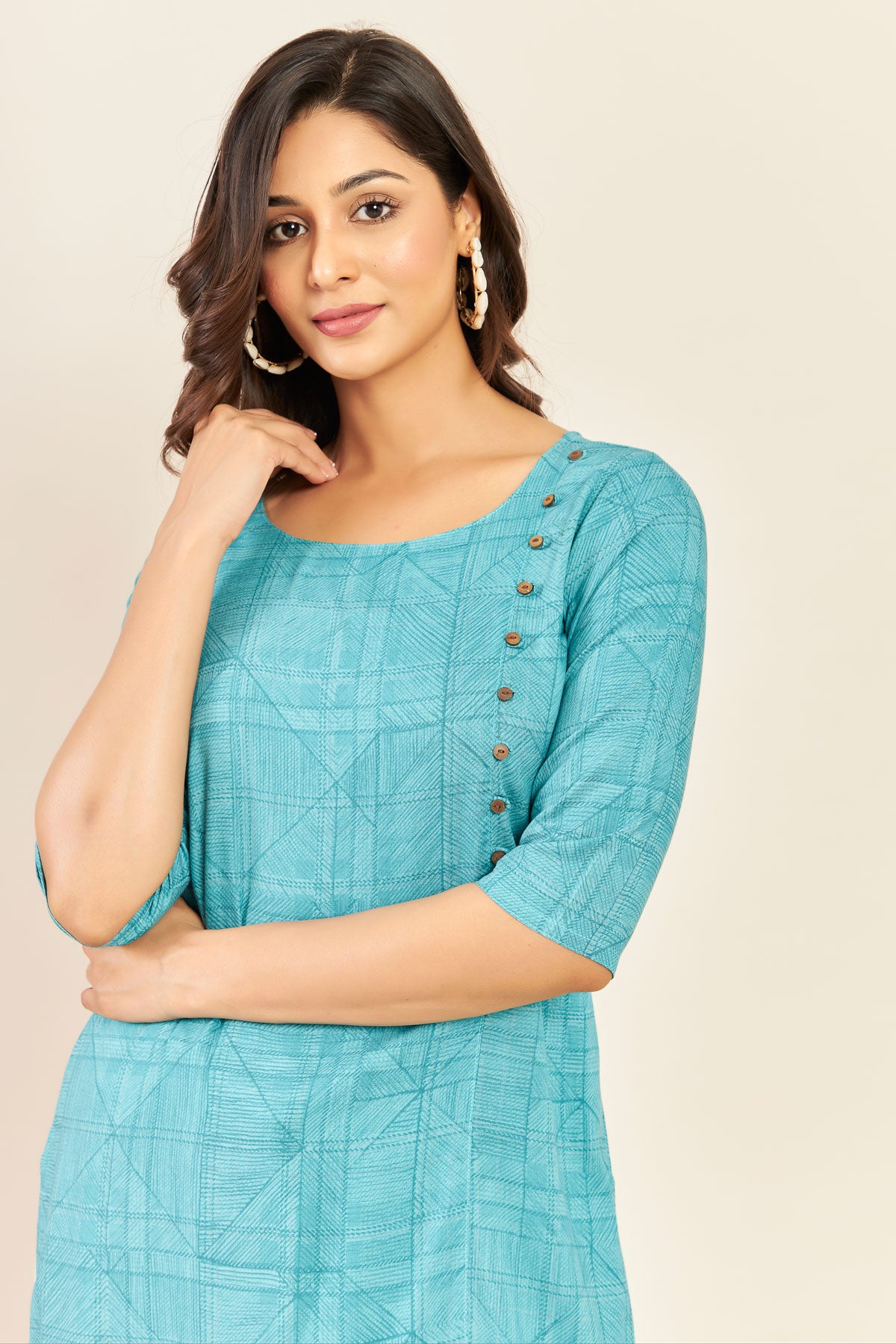 All Over Geometric Printed Kurta - Blue