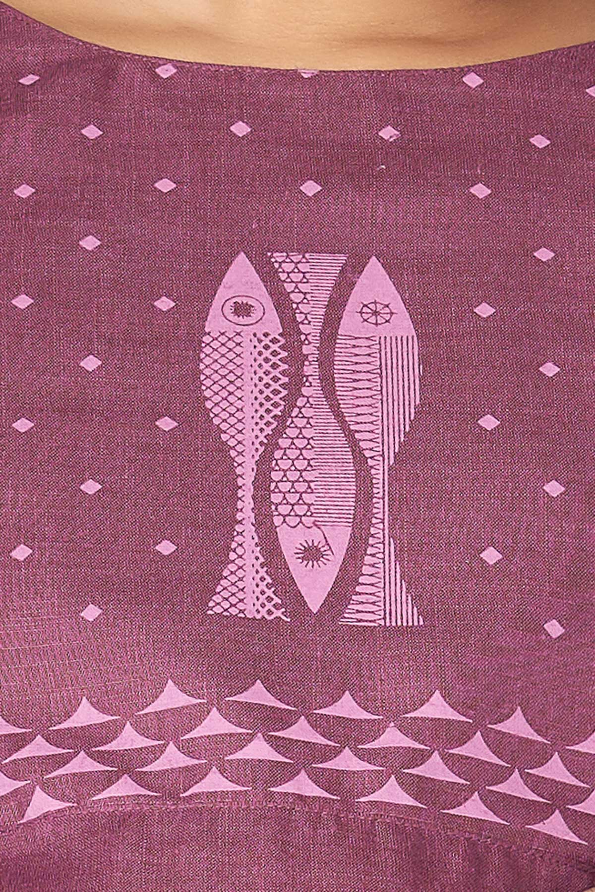 Fish Print  Maternity Long Dress - Purple